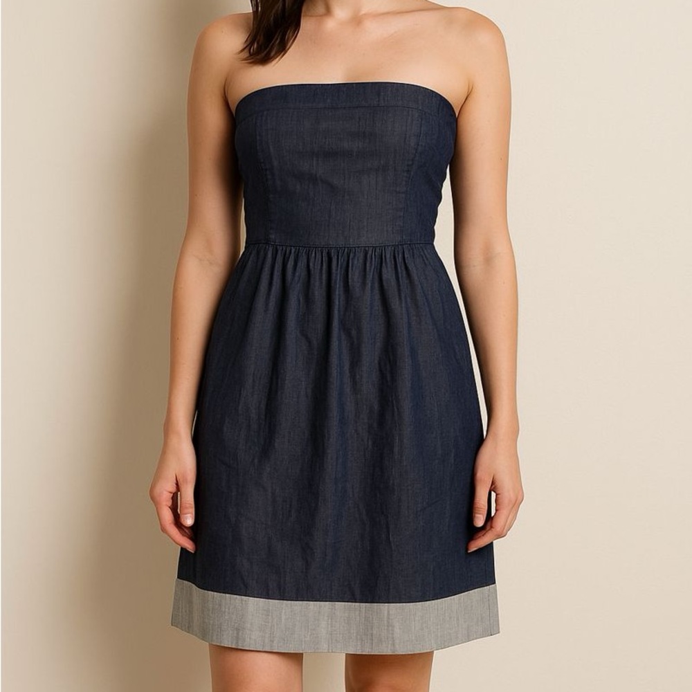 Theory Strapless Denim Mini Dress – Size 6